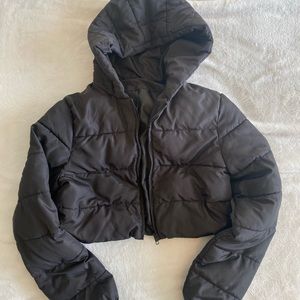 Cropped hoodie puffer jacket